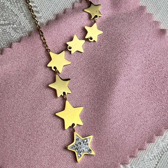 Necklace Women 18K Gold Plated Star Pendant Y2K Cubic Zirconia Gift Glam Dainty - Picture 10 of 12